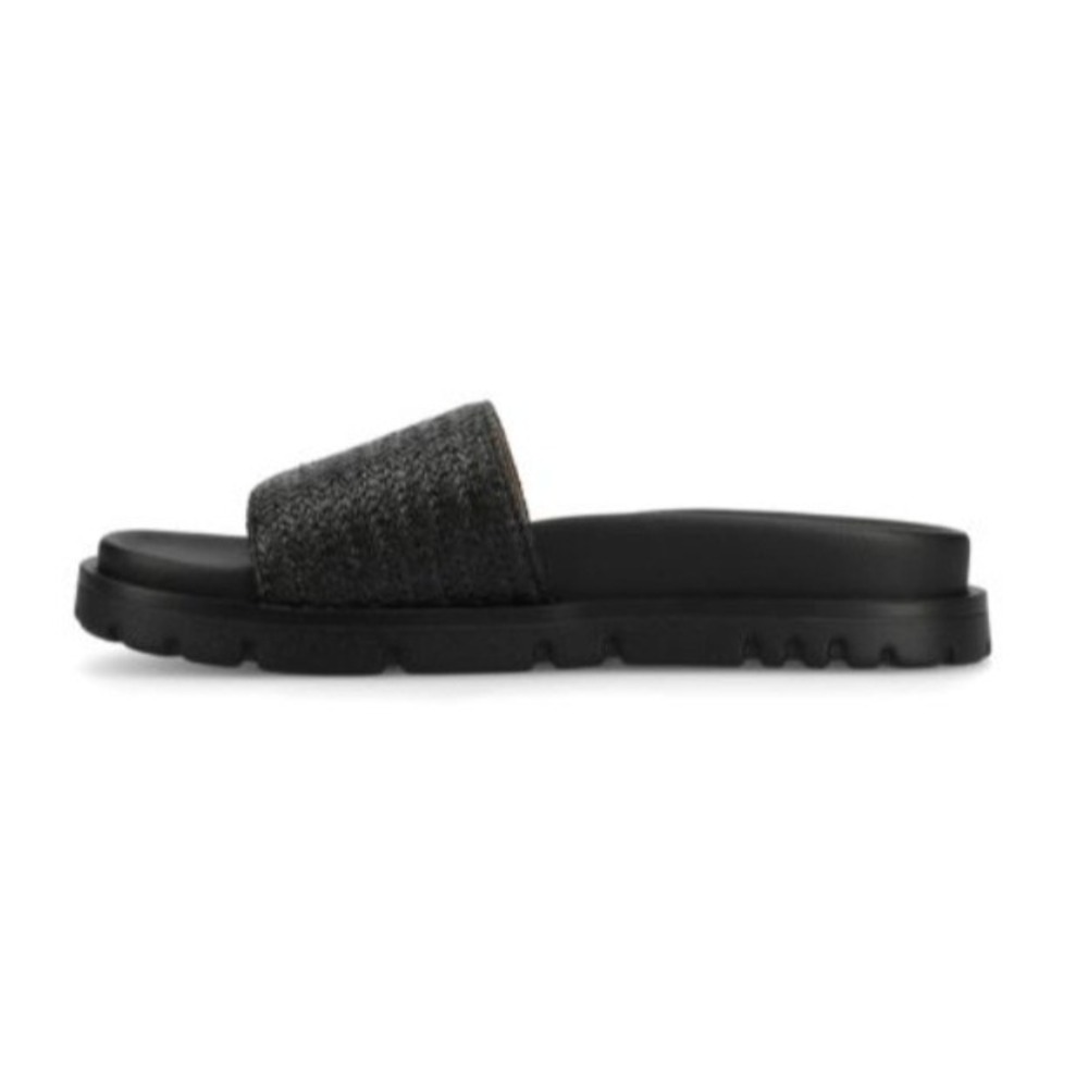 Journee Collection Starr Black Single Band Slide Sandals Womens 11 M